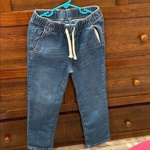 Kids Dark Blue Denim Jogger Pants with Drawstring